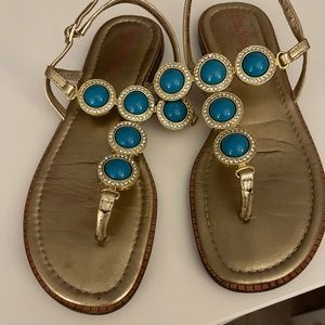 Lilly Pulitzer “Set in Stone” sandals, turquoise, size 7.5